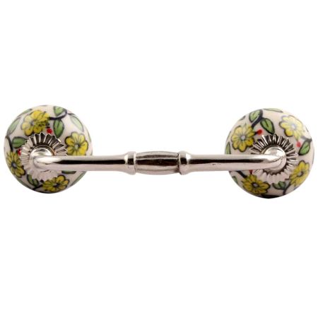 Green Leaf Floral Ceramic Bridge Handle